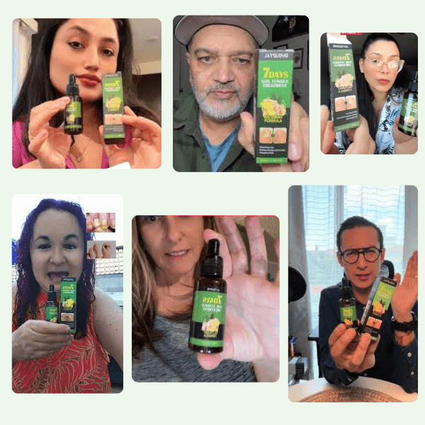 Personas mostrando el tónico de jengibre para uñas 7 Days